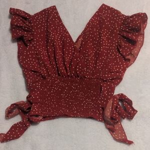 ✏️SHEIN red polka dot crop top